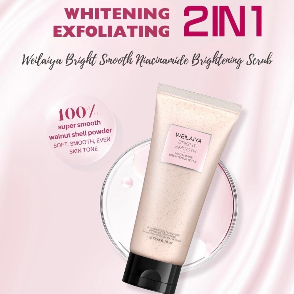 5pcs New Weilaiya Niacinamine Bright Smooth Body Scrub 200mL ea Remove dead skin